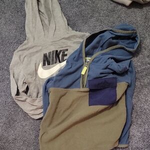 Nike Gray Hoodie with Black Logo & Blue/Olive Zip Pullover